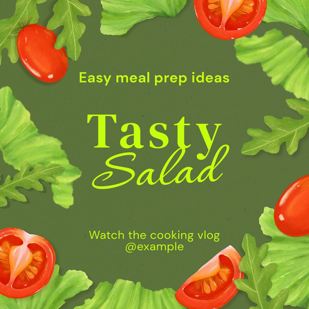 Salad prep Instagram post template, editable text