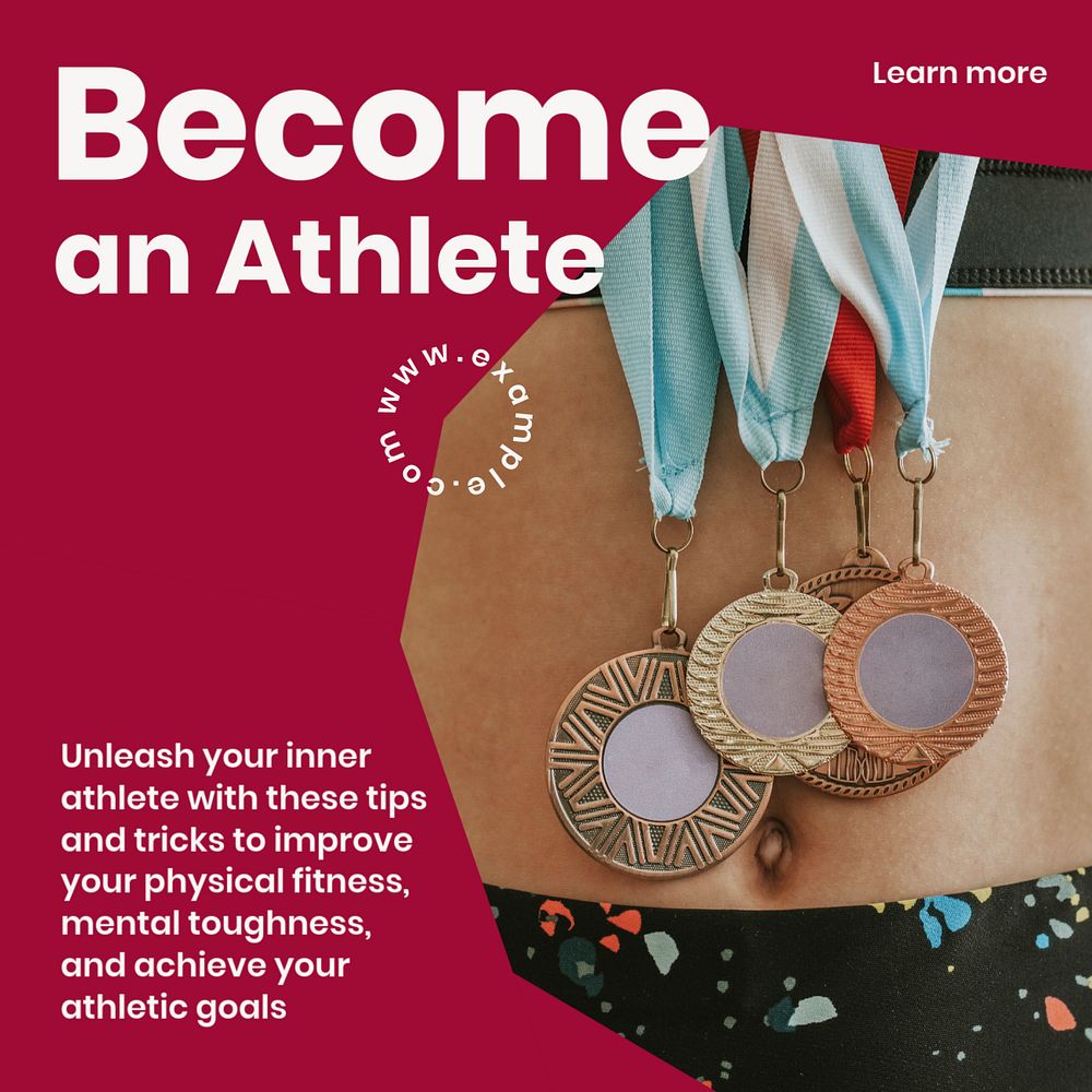 Become an athlete Instagram post template, editable text