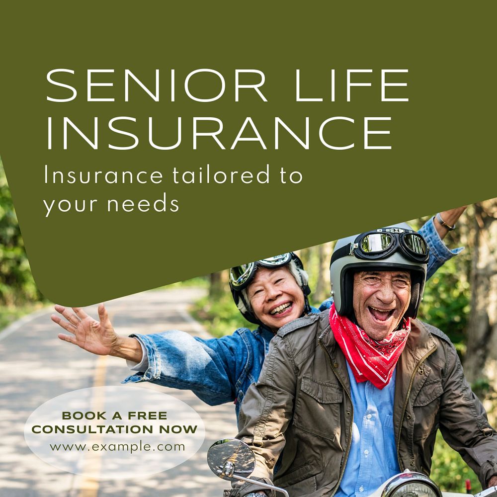 Senior insurance Instagram post template, editable text