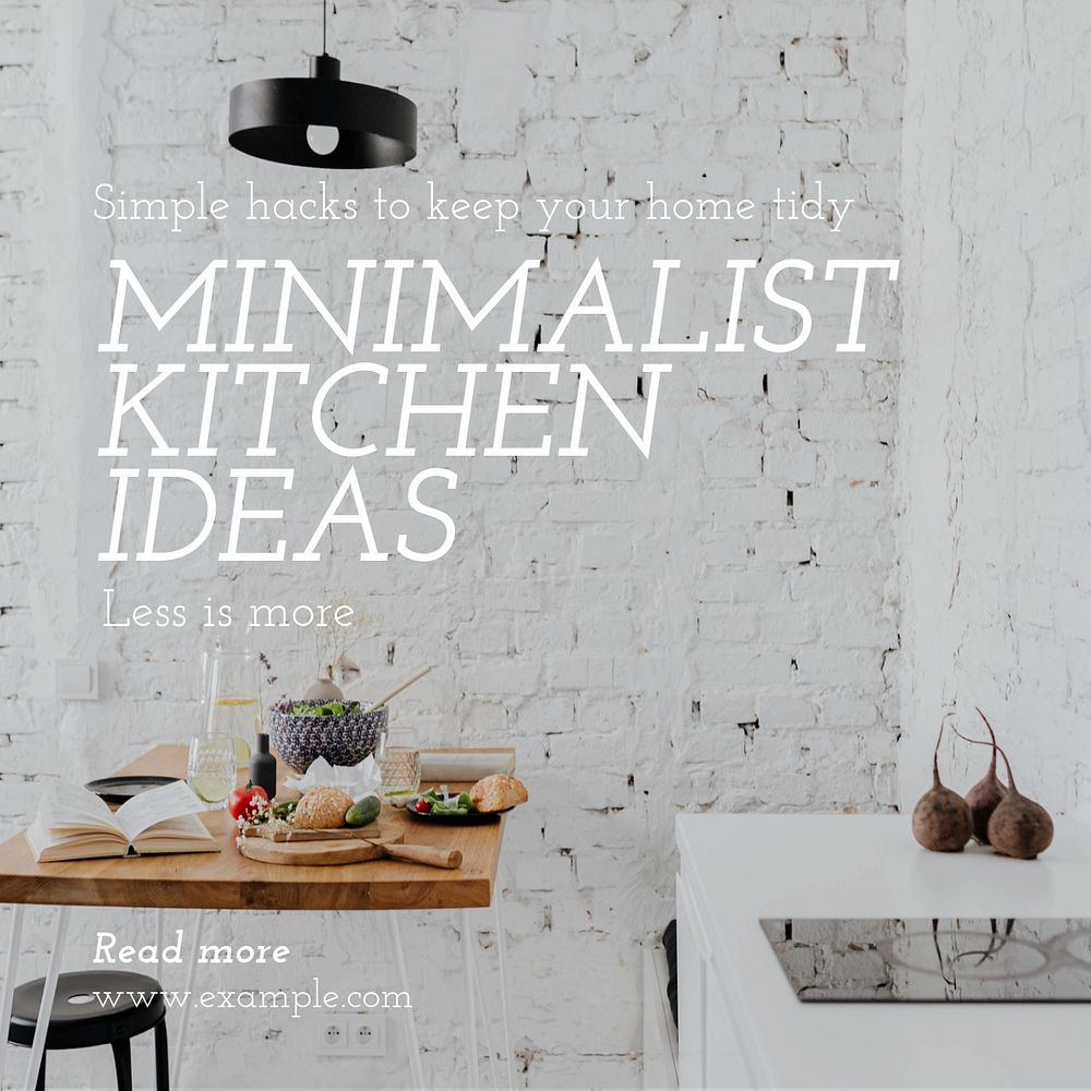 Kitchen interior Instagram post template, editable text