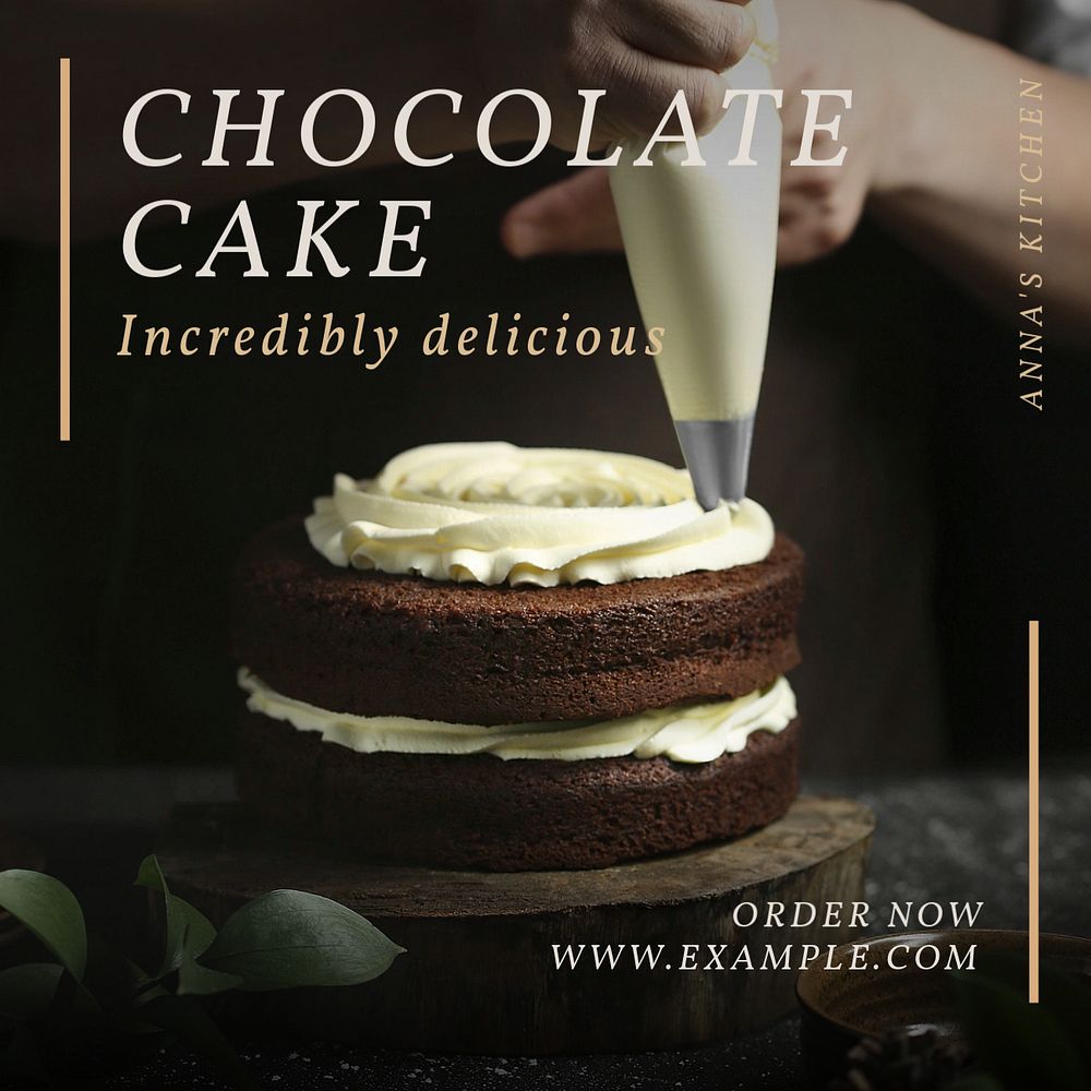 Chocolate cake Instagram post template, editable text