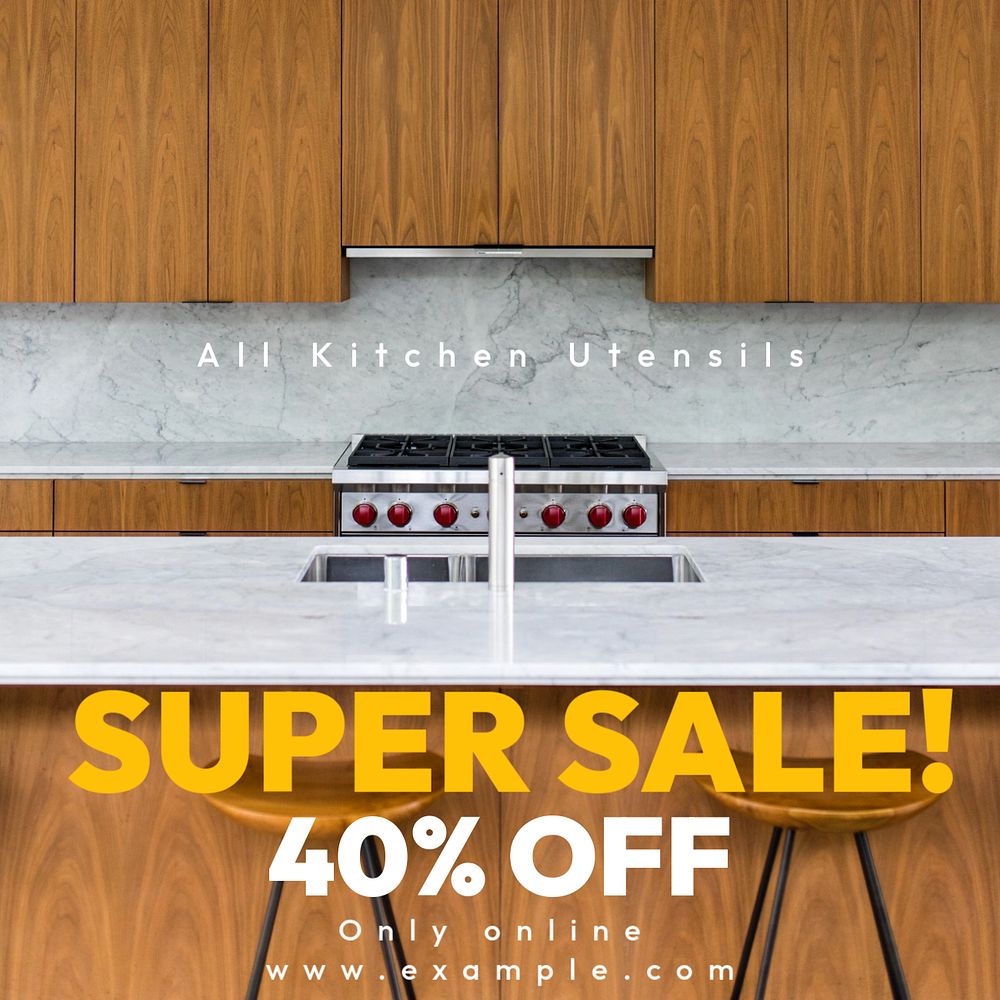 Kitchen sale Instagram post template, editable text