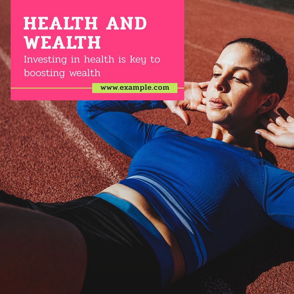 Health and wealth Instagram post template, editable text