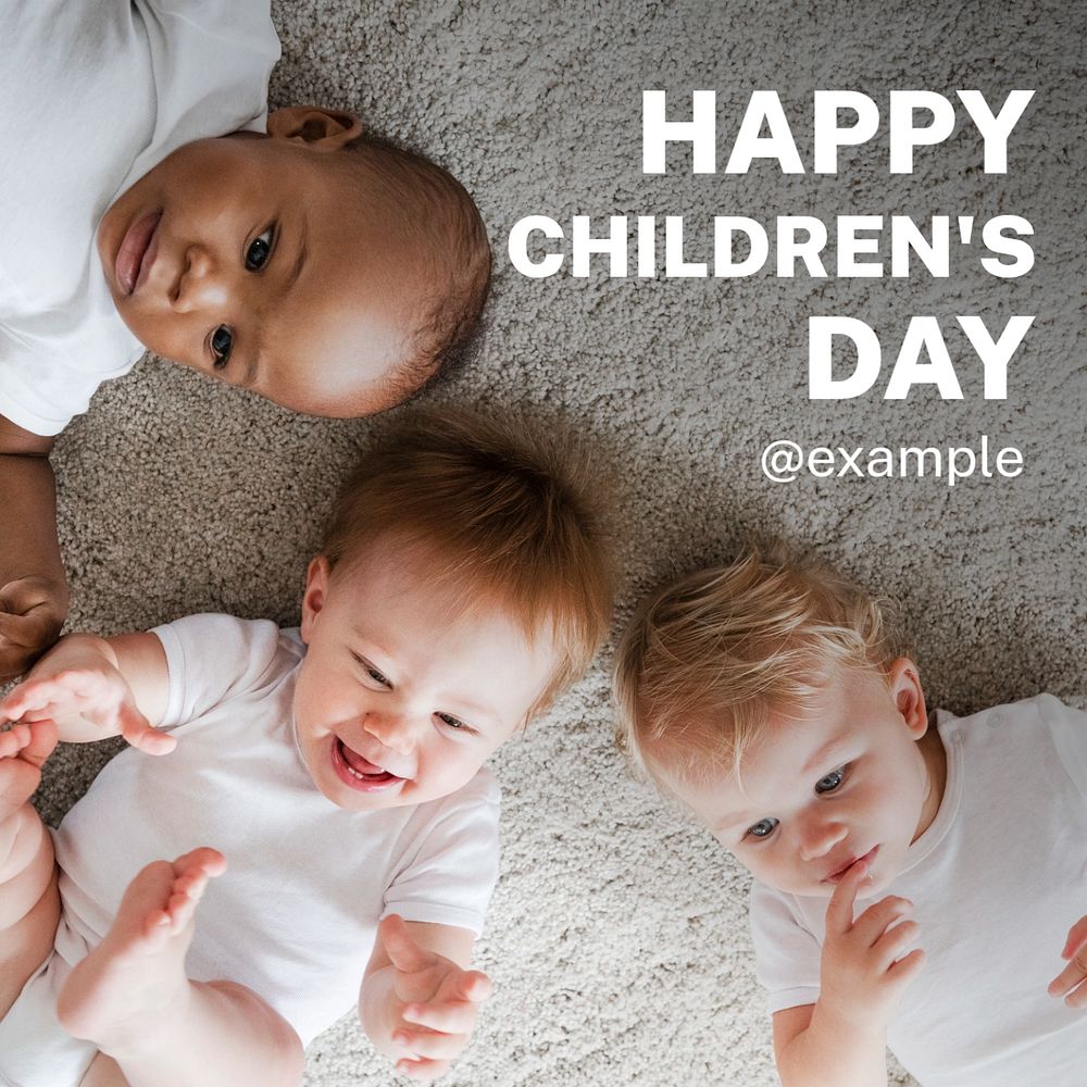 Children's day Instagram post template, editable text