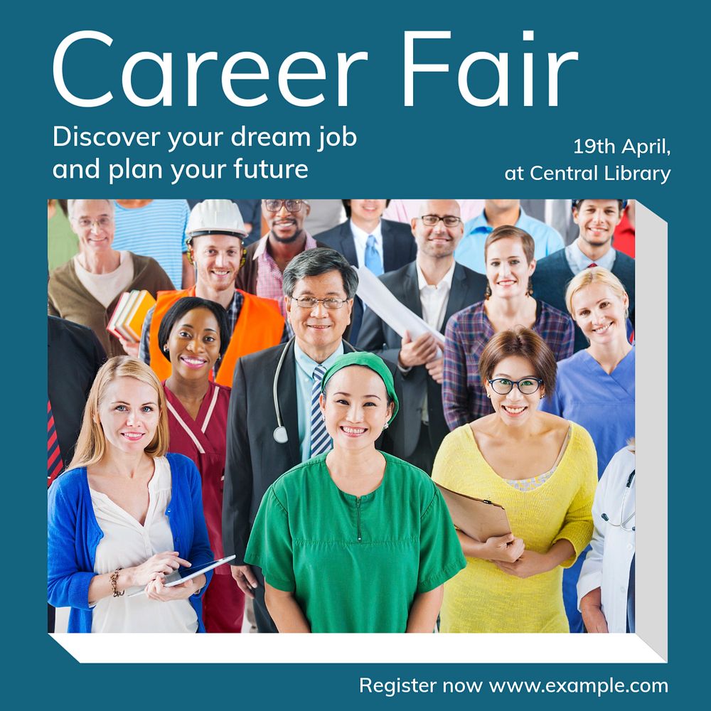 Career fair Instagram post template, editable text