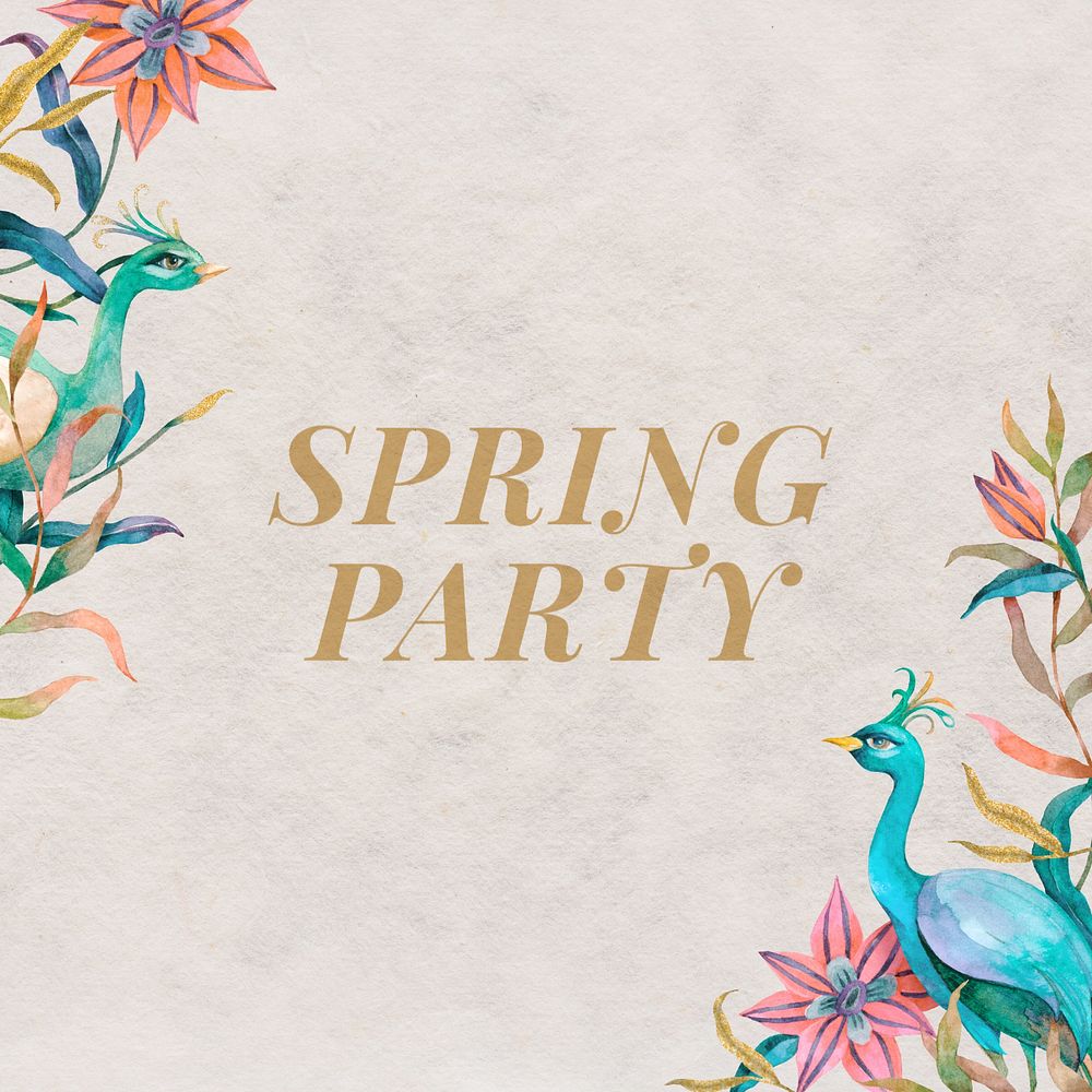 Spring party Instagram post template, editable text