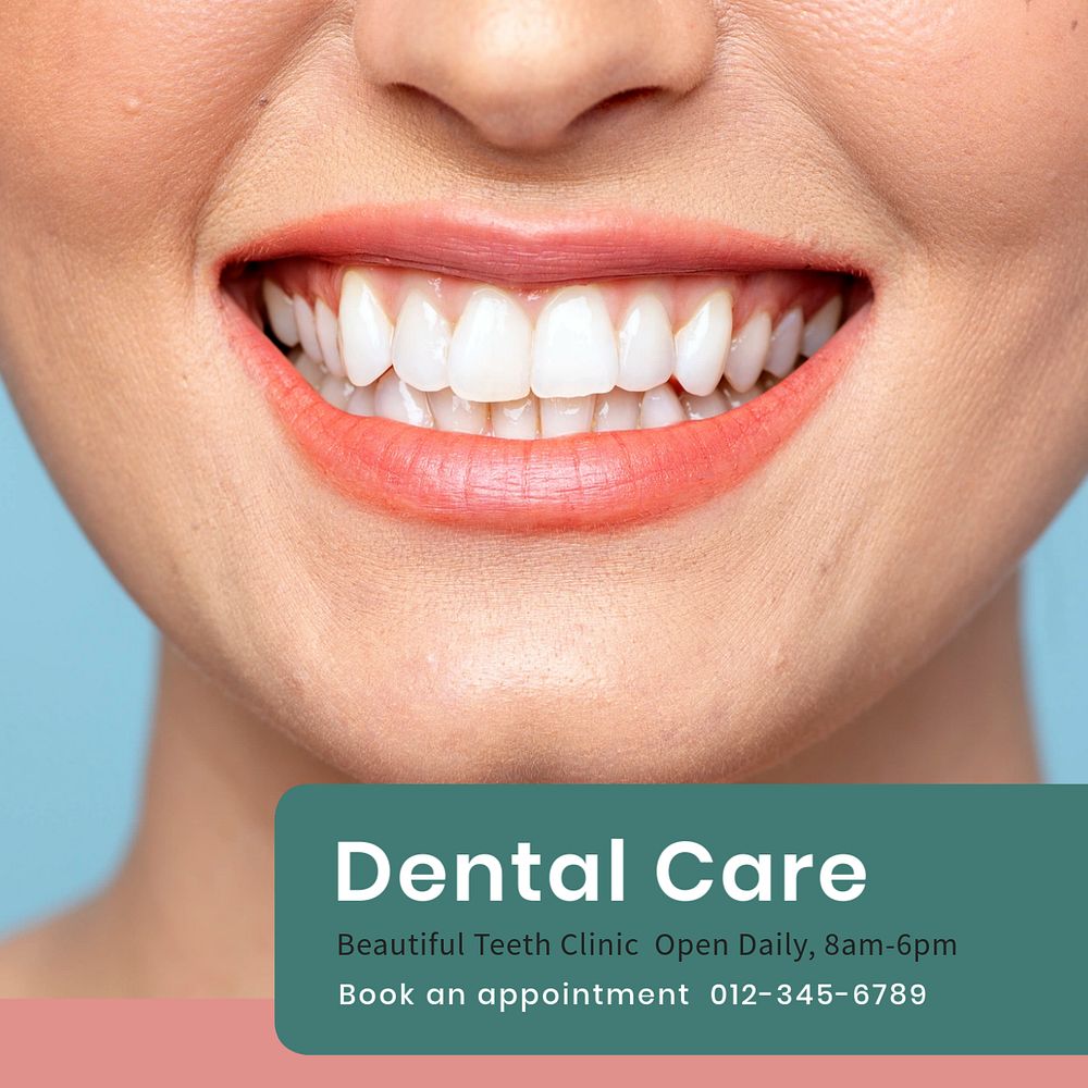 Dental care Instagram post template, editable text