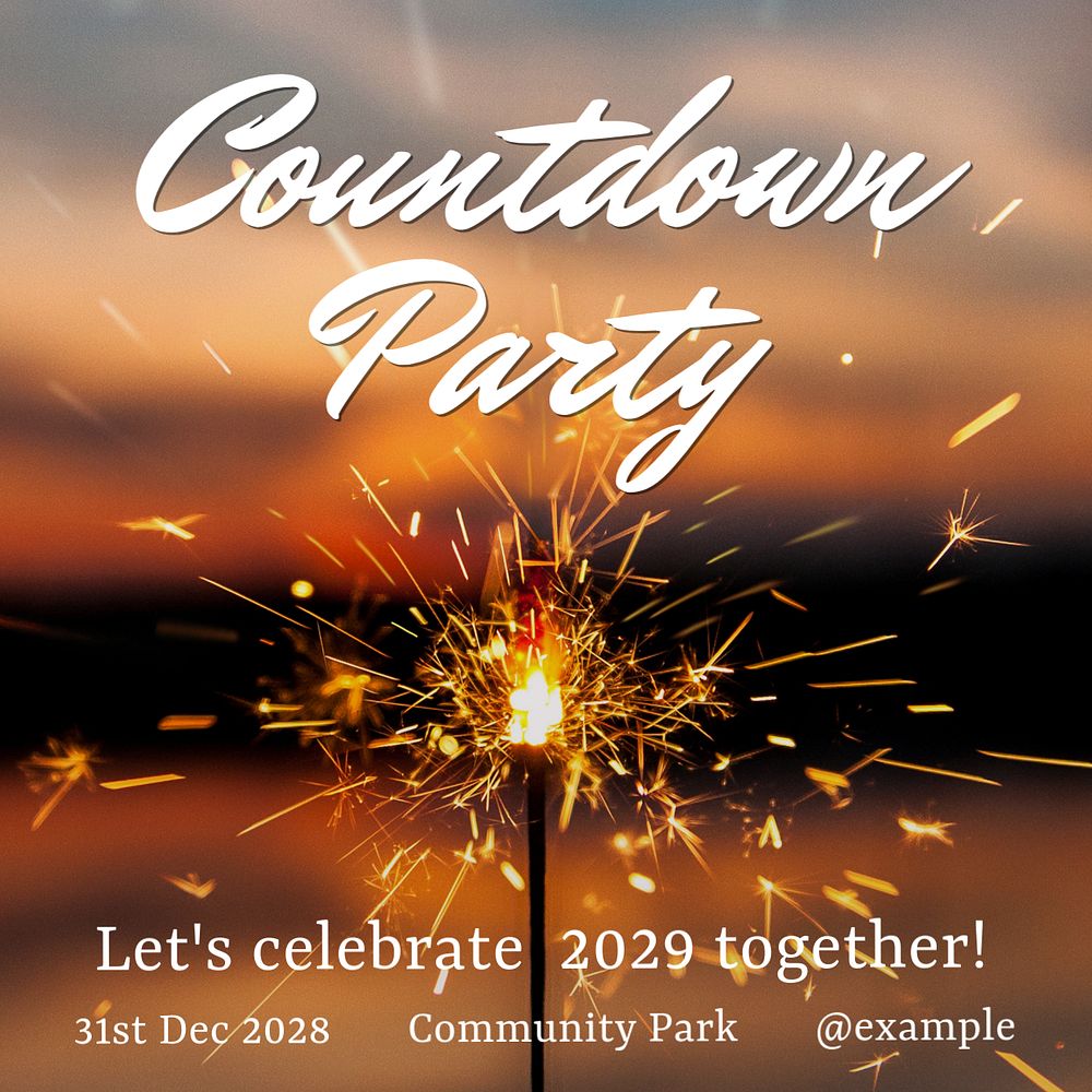 Countdown party Instagram post template, editable text