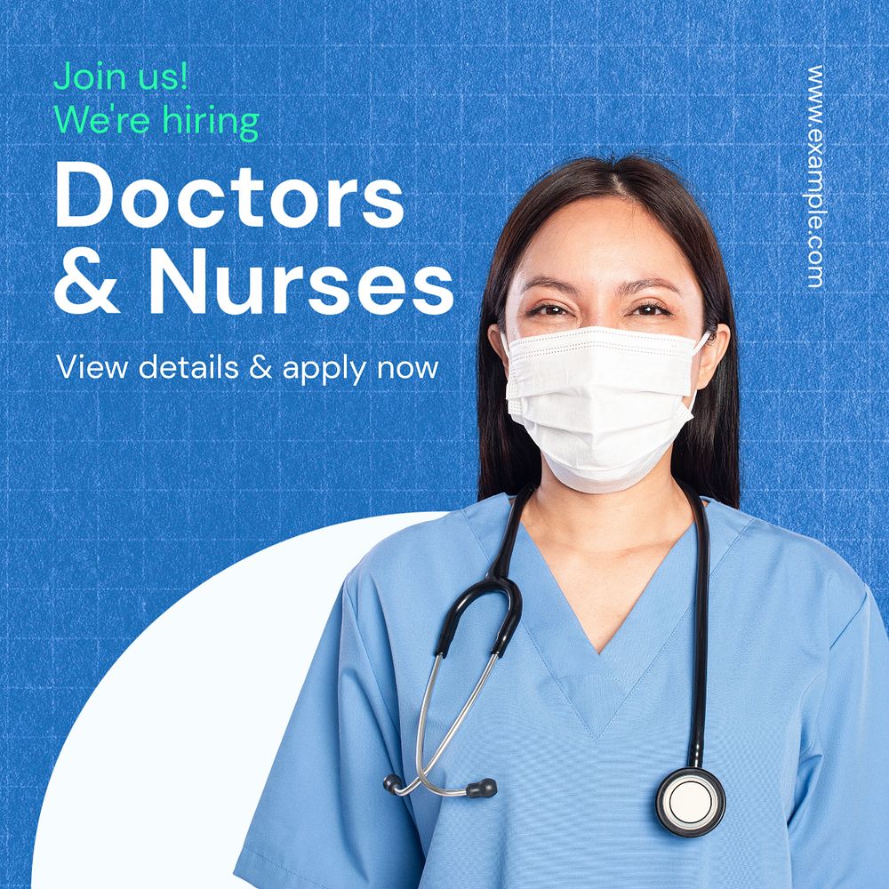 Hiring doctors & nurses Instagram post template, editable text