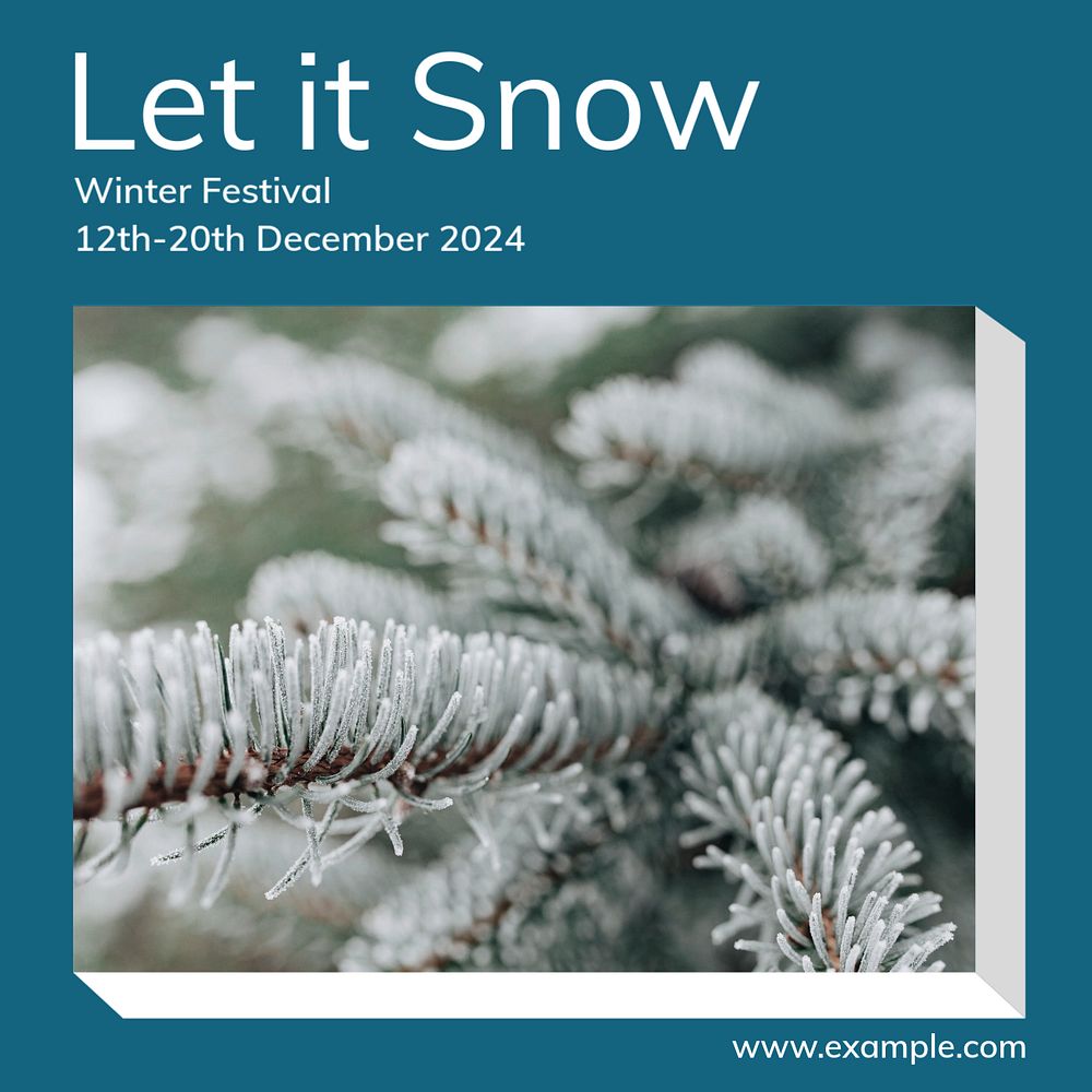 Winter snow festival Instagram post template, editable text