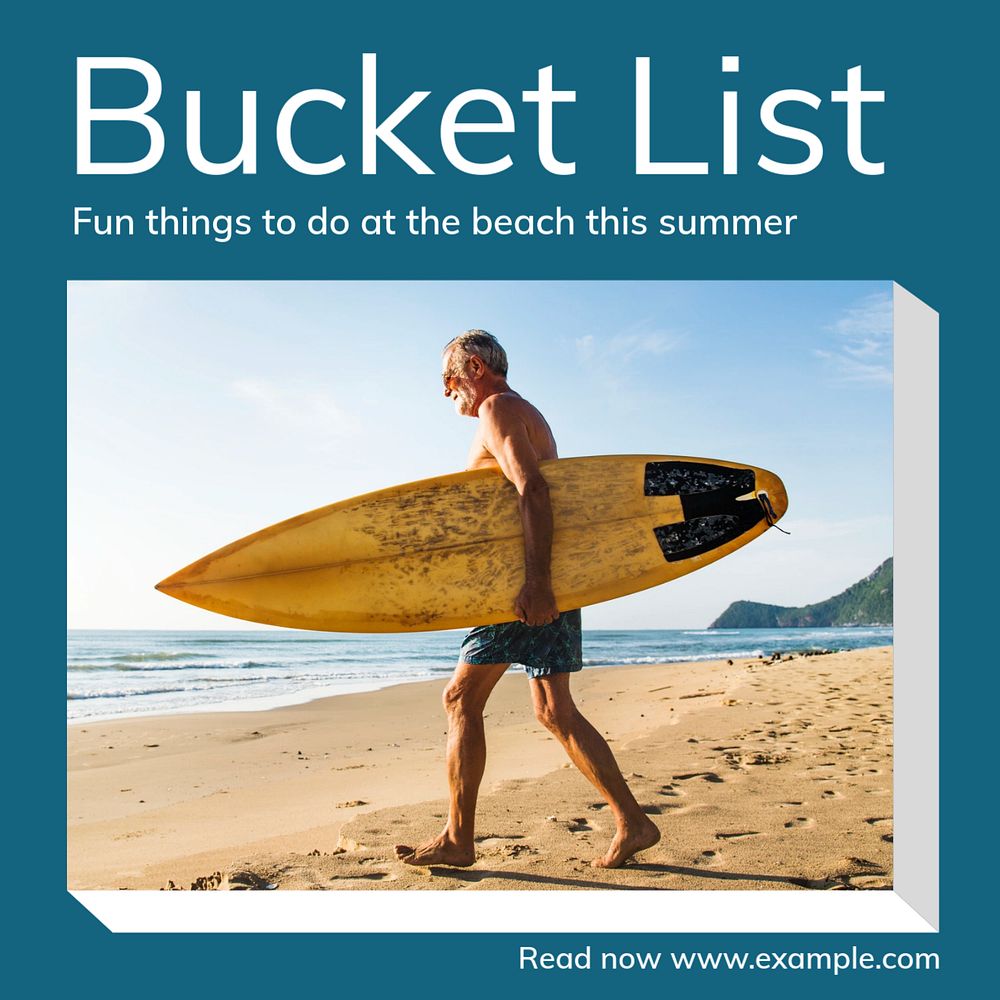 Bucket list Instagram post template, editable text