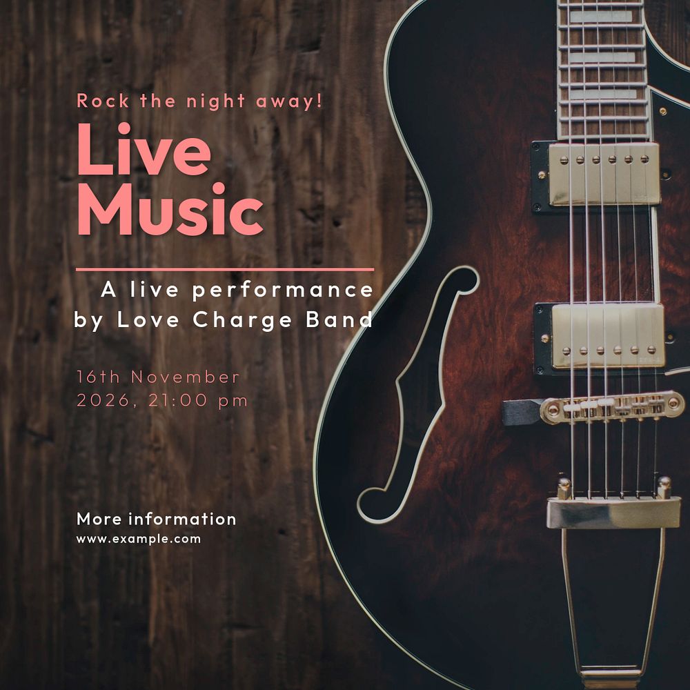 Live music Instagram post template, editable text