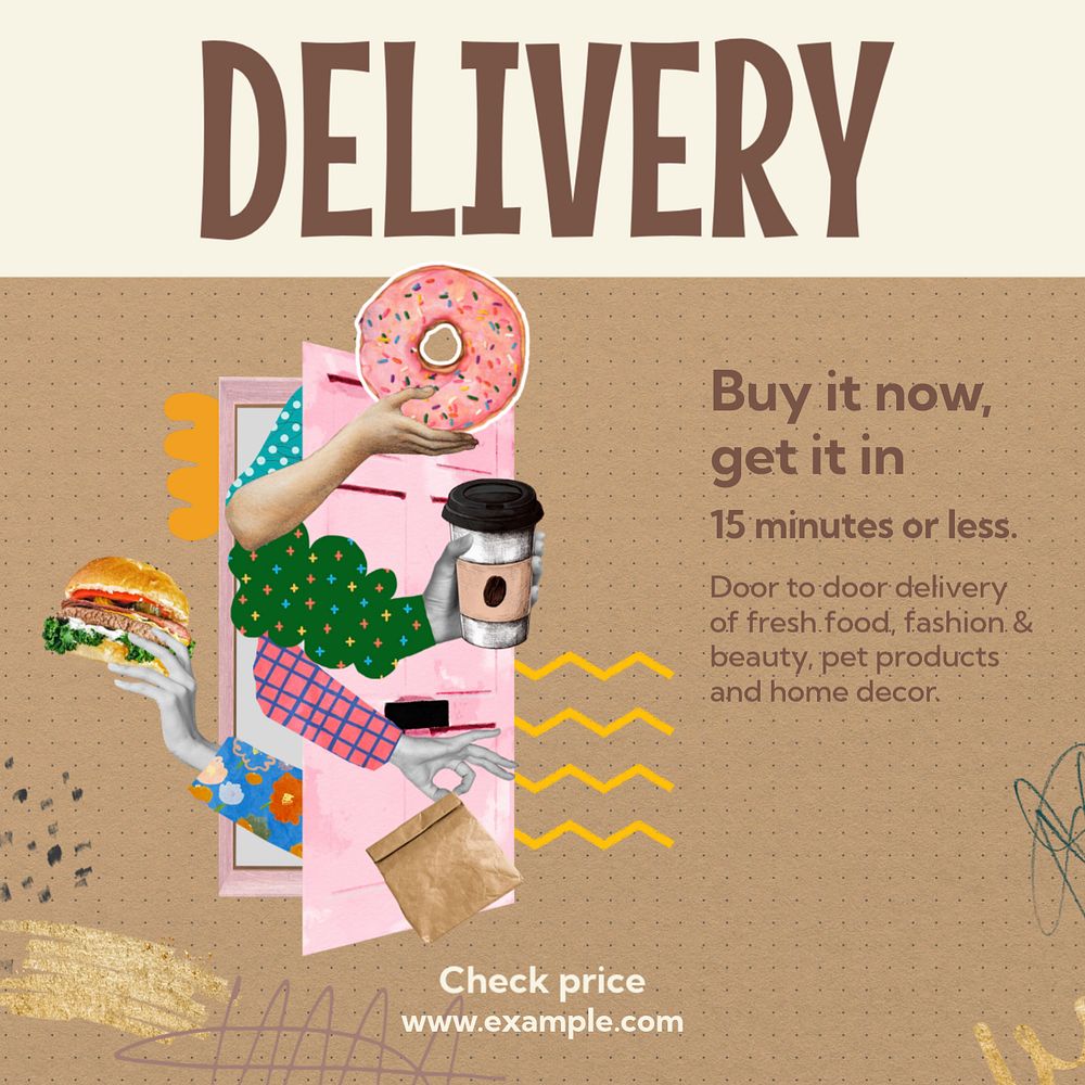 Delivery Instagram post template, editable text