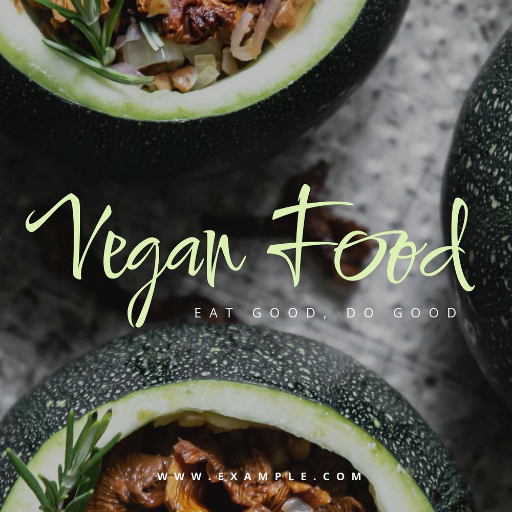 Vegan food Instagram post template, editable text