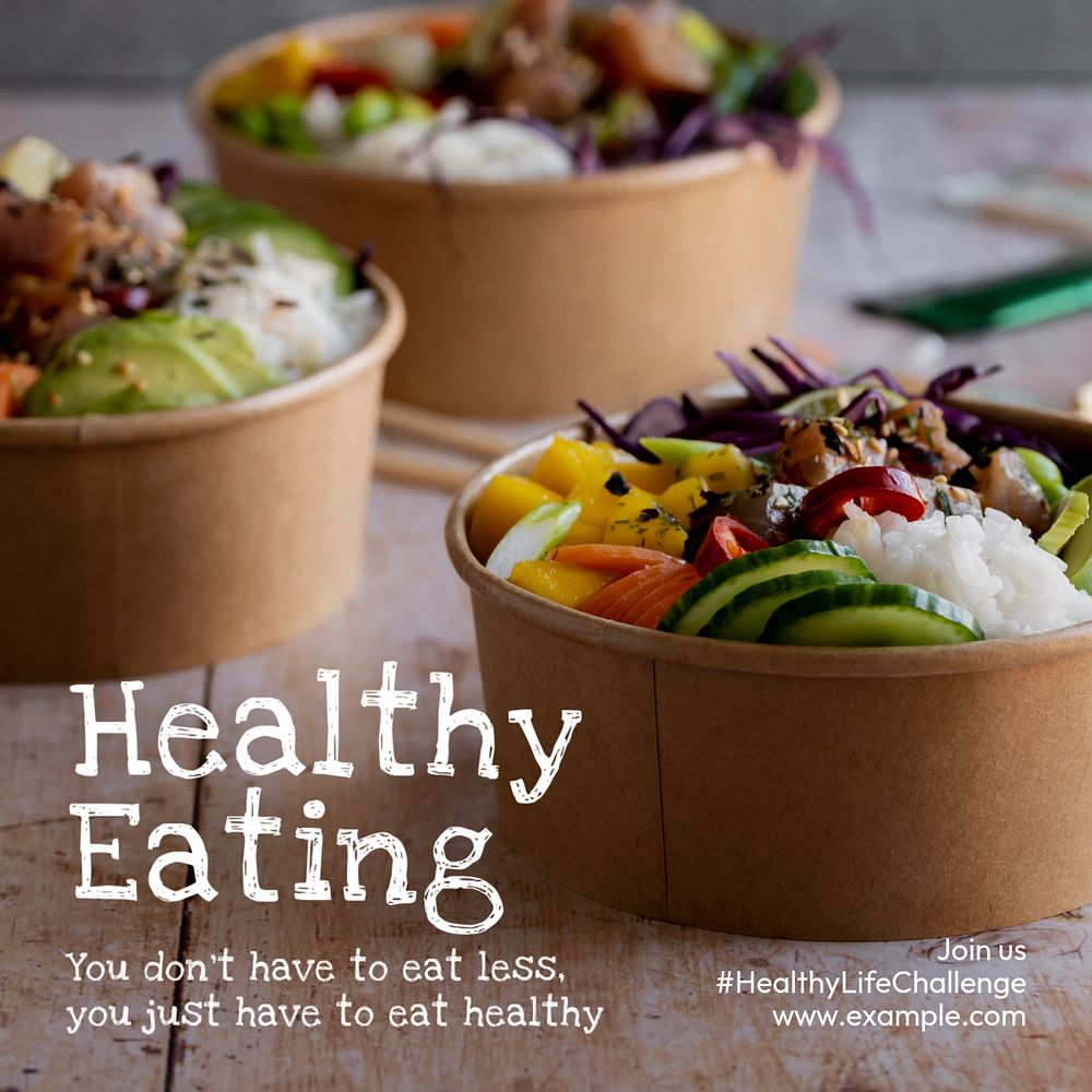 Healthy eating Instagram post template, editable text