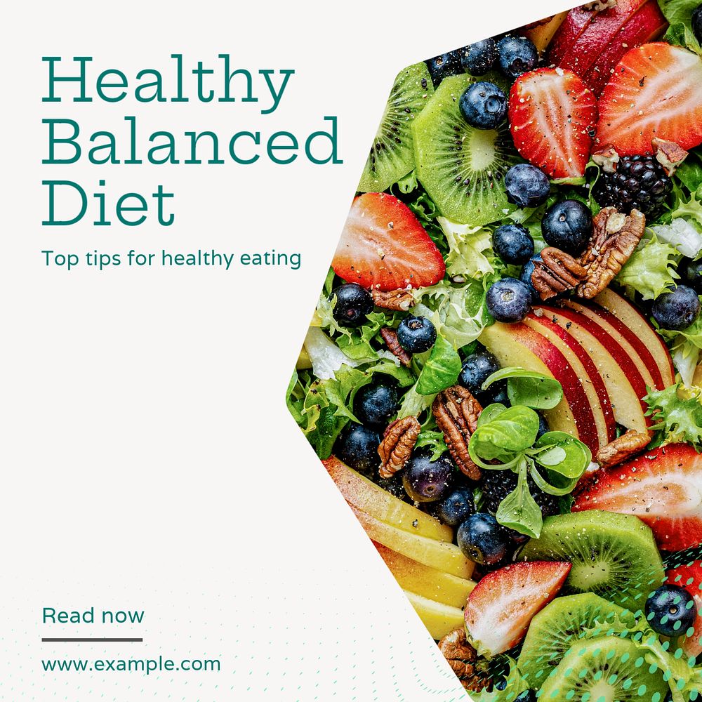 Healthy balanced diet  Instagram post template, editable text