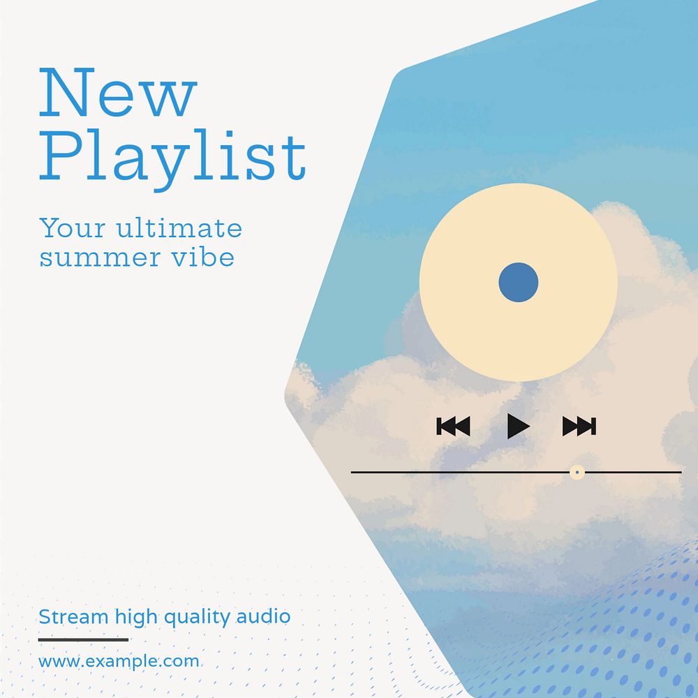 New playlist Instagram post template, editable text