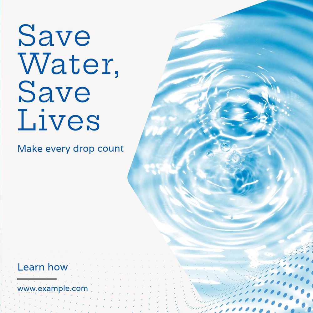 Save water Instagram post template, editable text