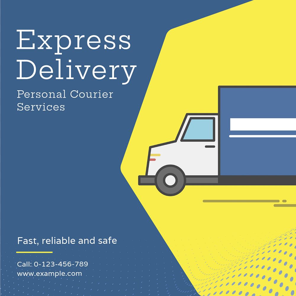 Courier services Instagram post template, editable text