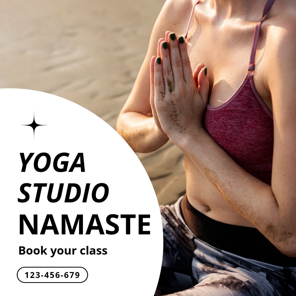 Yoga studio Instagram post template, editable text