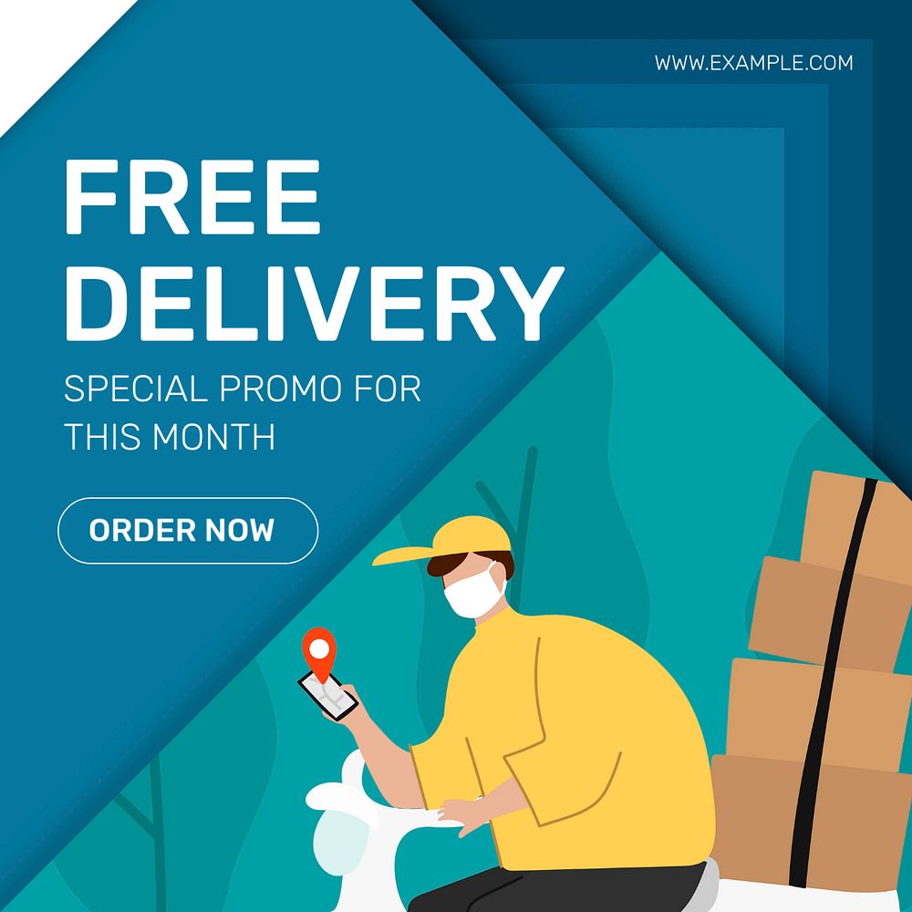 Free delivery Instagram post template, editable text