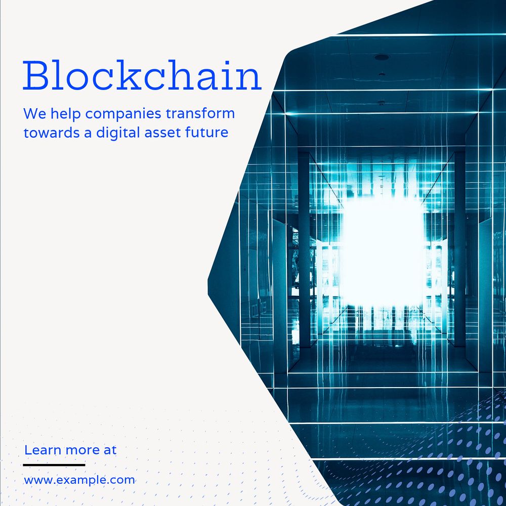 Blockchain technology Instagram post template, editable text