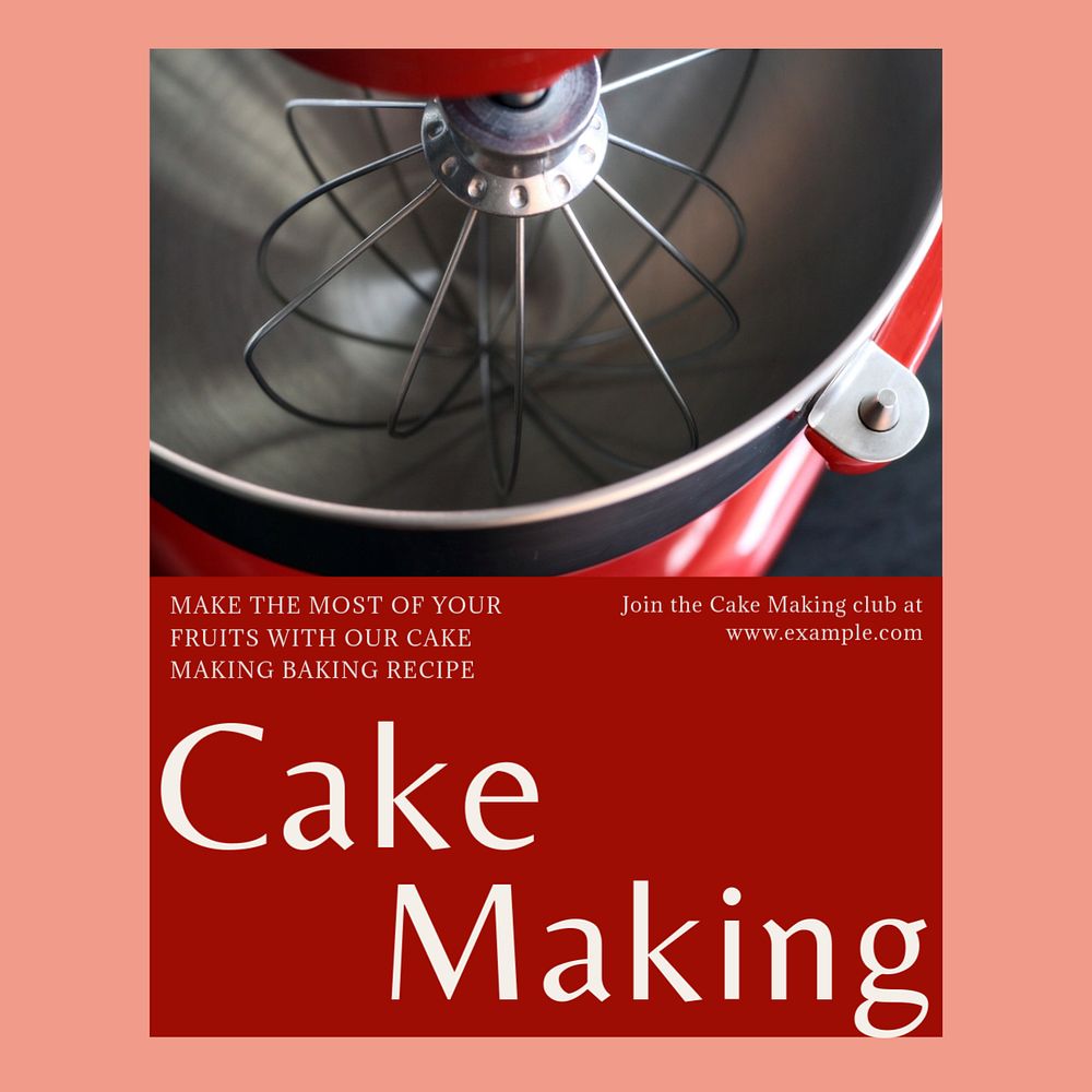 Cake making Instagram post template, editable text