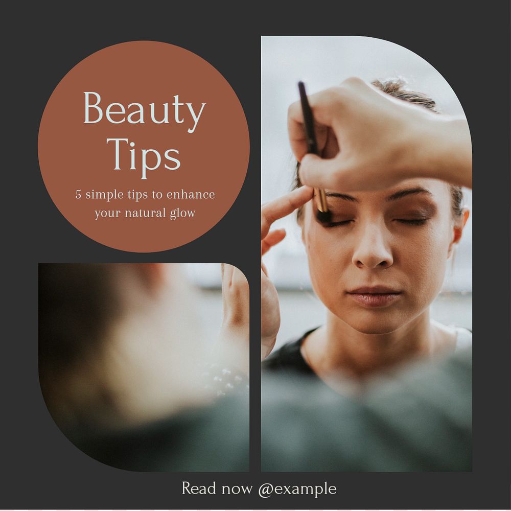 Beauty tips Instagram post template, editable text