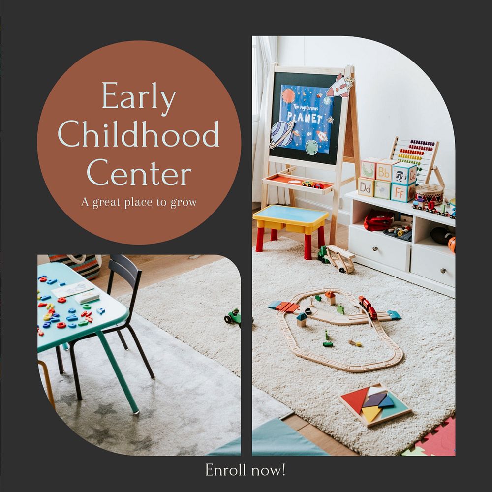 Nursery center Instagram post template, editable text