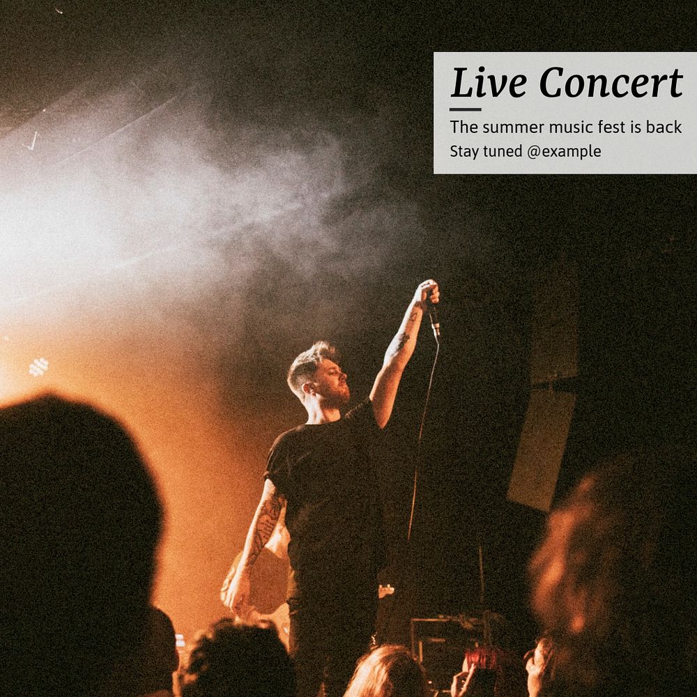 Live concert Instagram post template, editable text