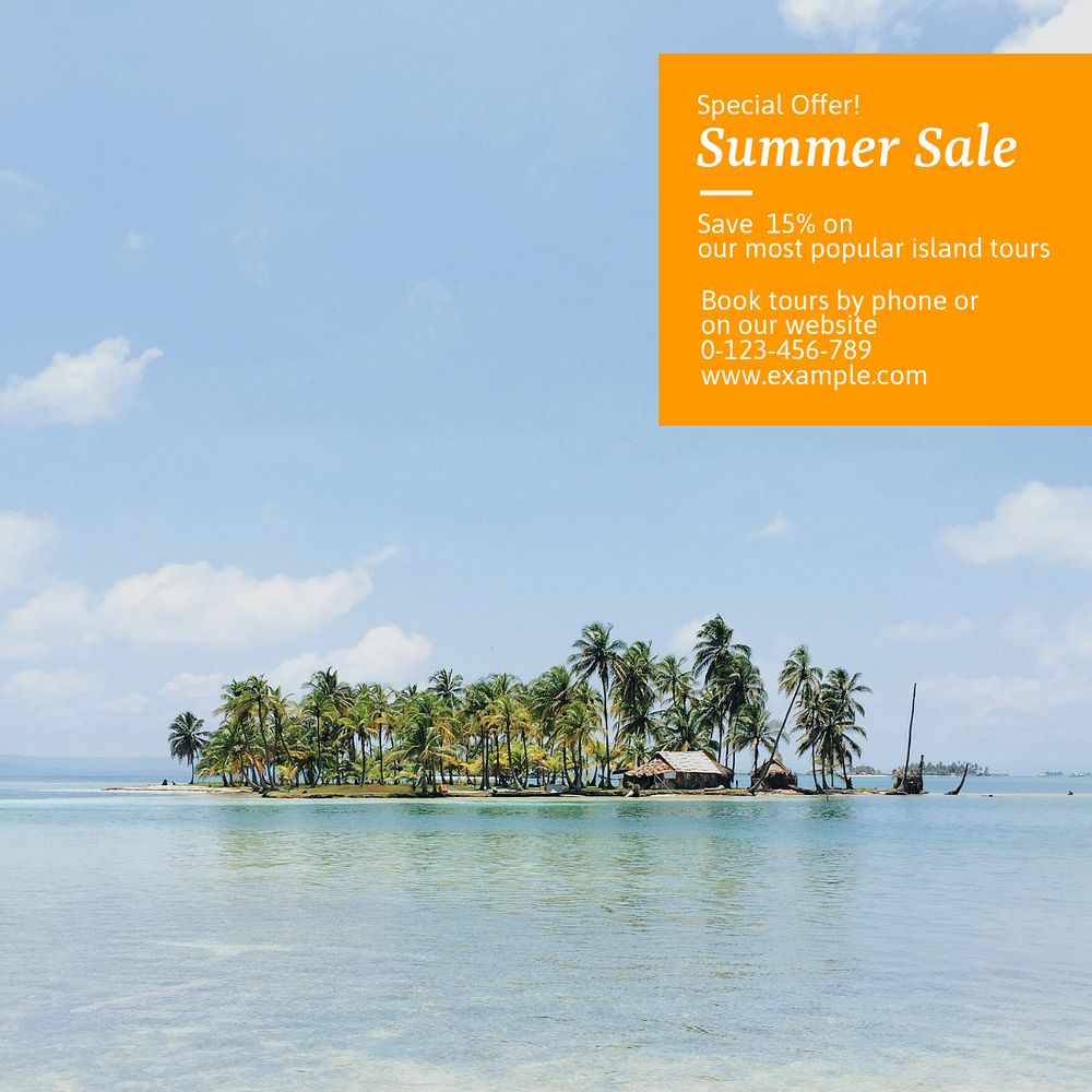 Summer sale Instagram post template, editable text