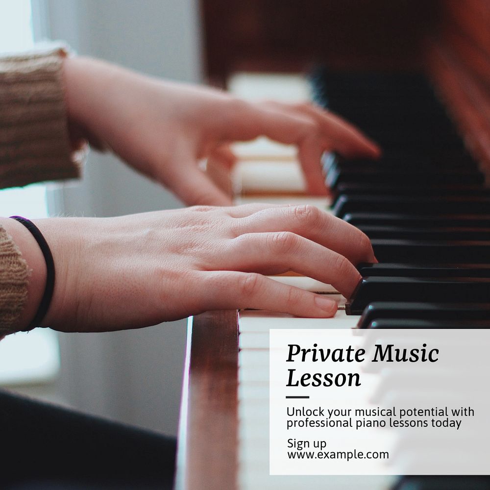 Private music lesson Instagram post template, editable text