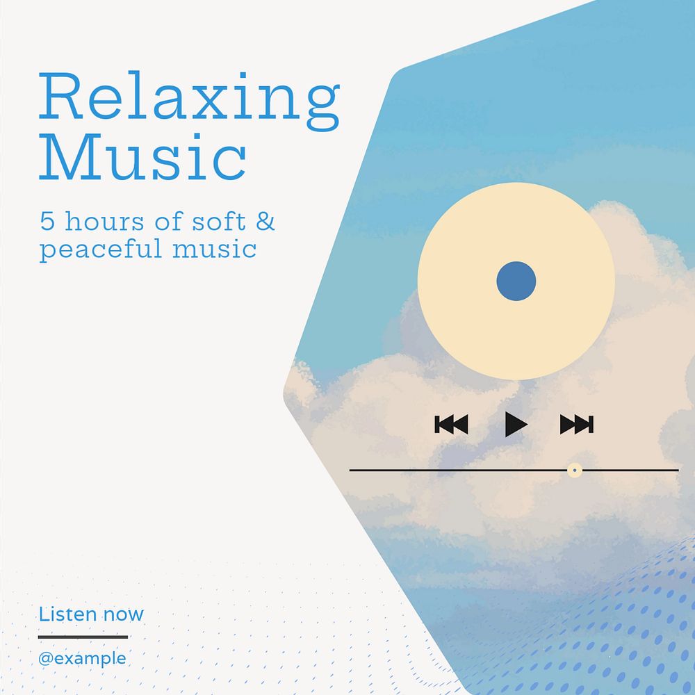 Relaxing music Instagram post template, editable text