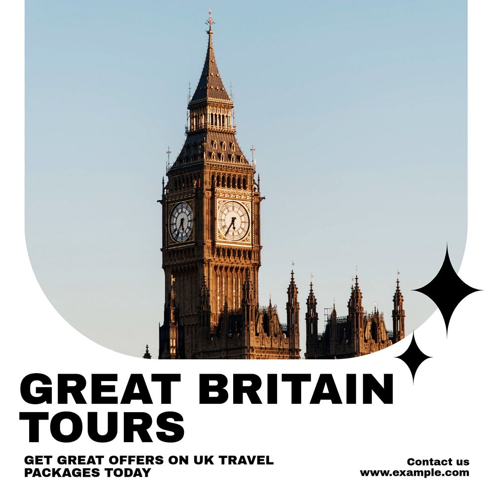 Great Britain Tours Instagram post template, editable text