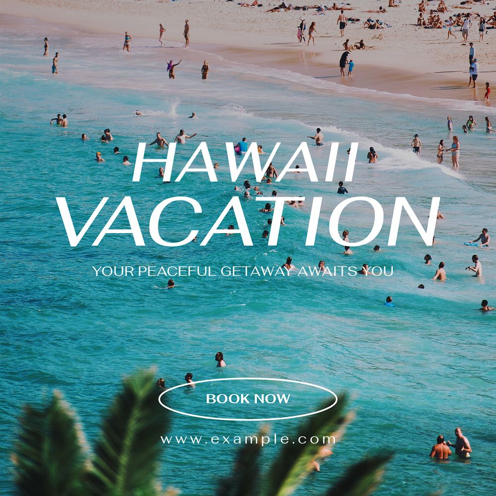 Hawaii vacation Instagram post template, editable text