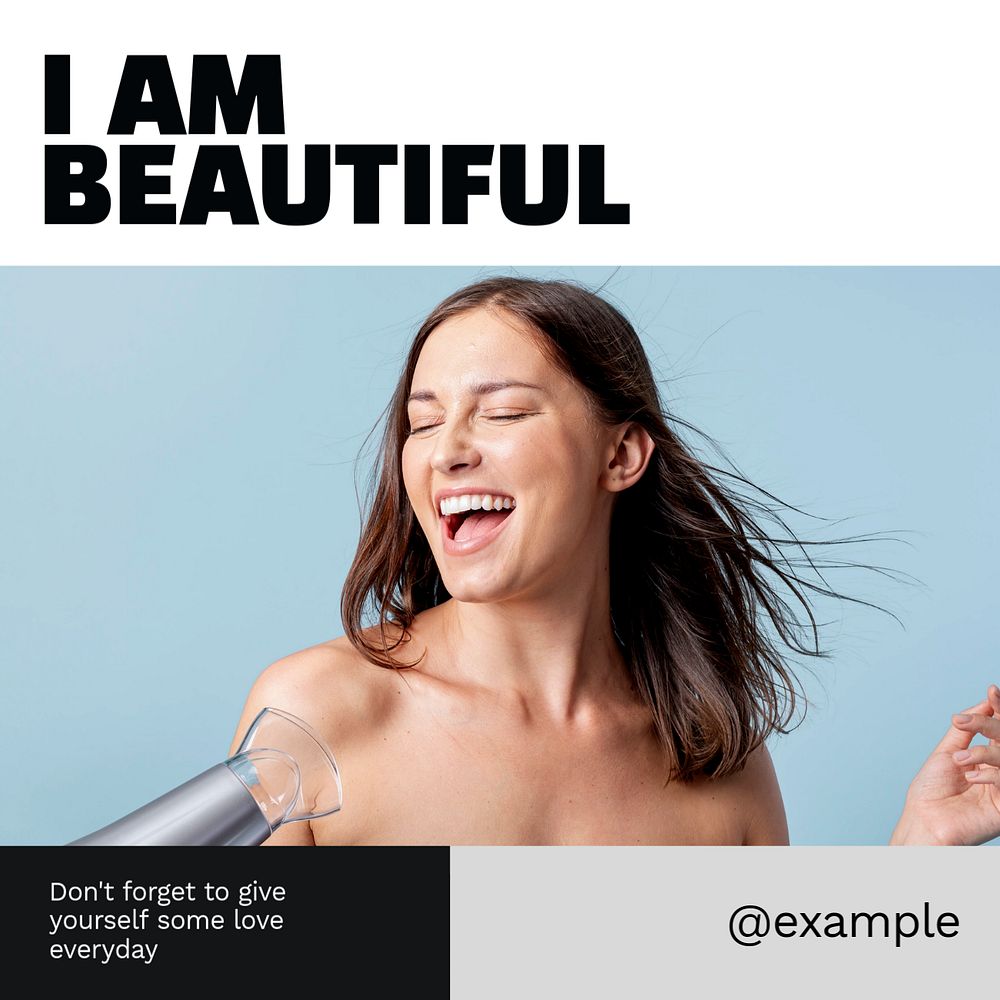 Self affirmation Instagram post template, editable text