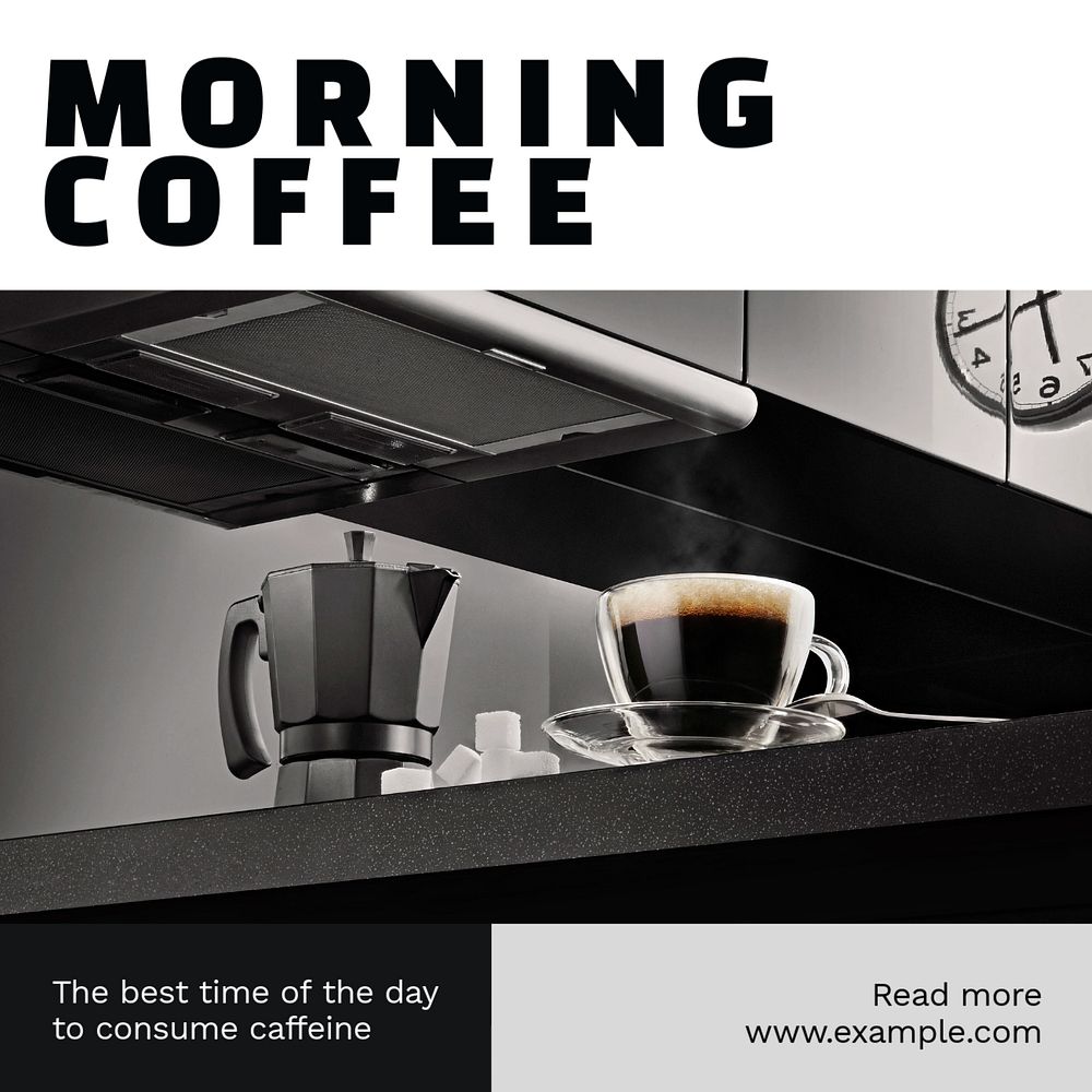 Morning coffee Instagram post template, editable text