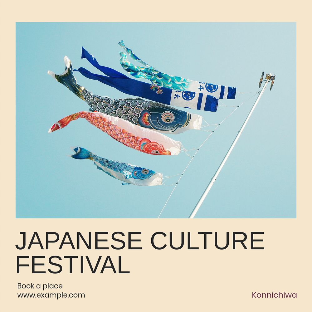 Japanese culture festival Instagram post template, editable text