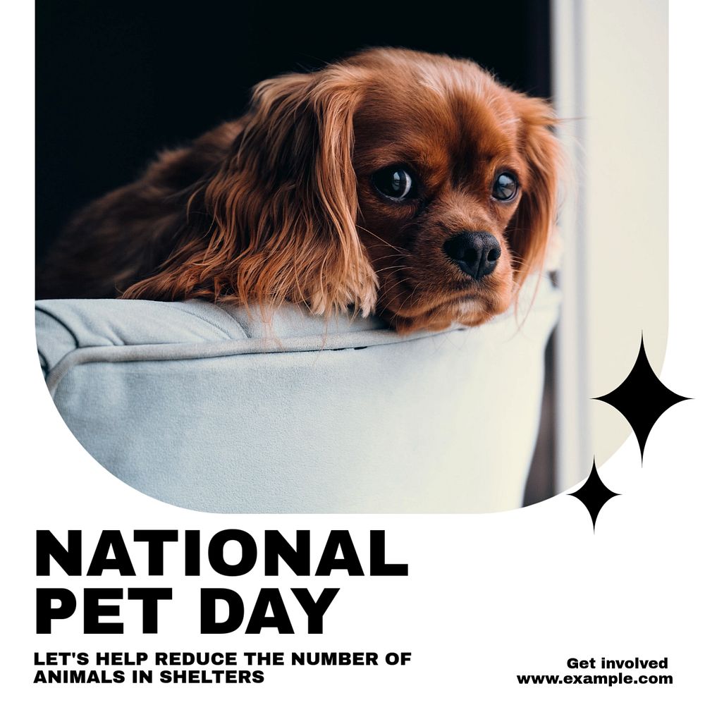 National pet day Instagram post template, editable text