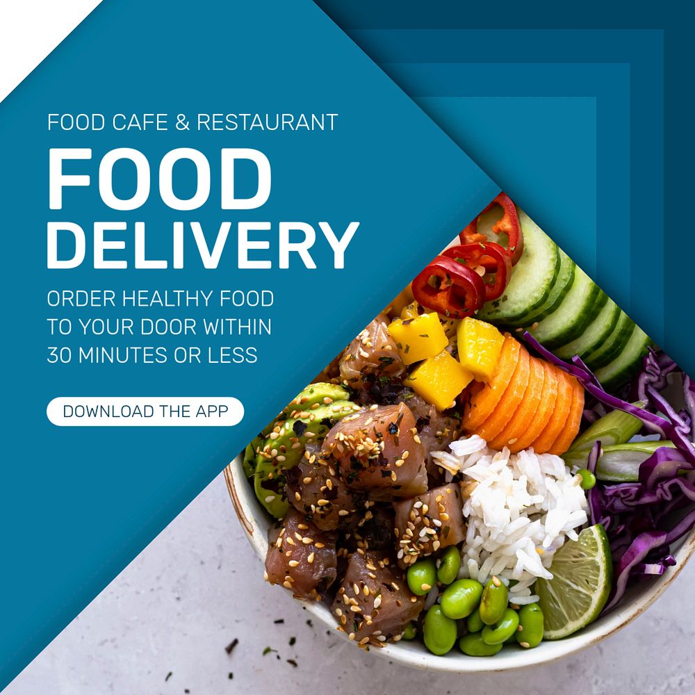 Food delivery Instagram post template, editable text