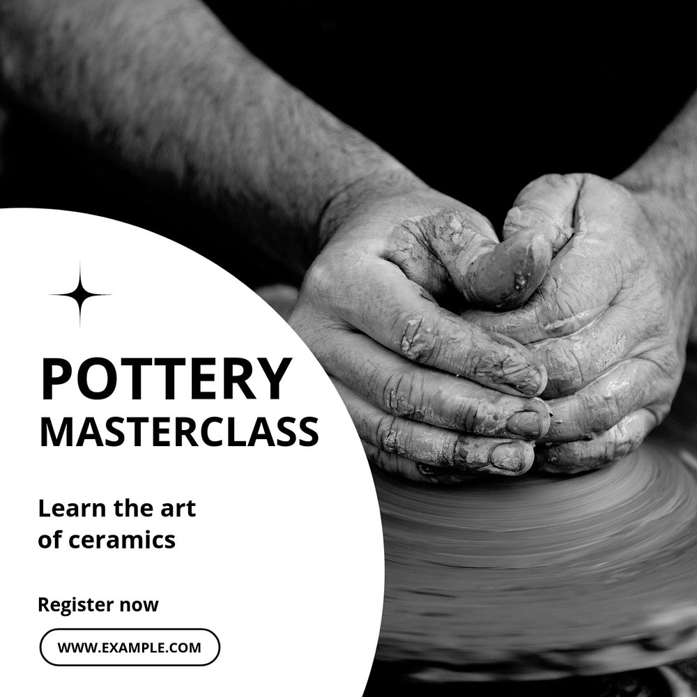 Pottery masterclass Instagram post template, editable text