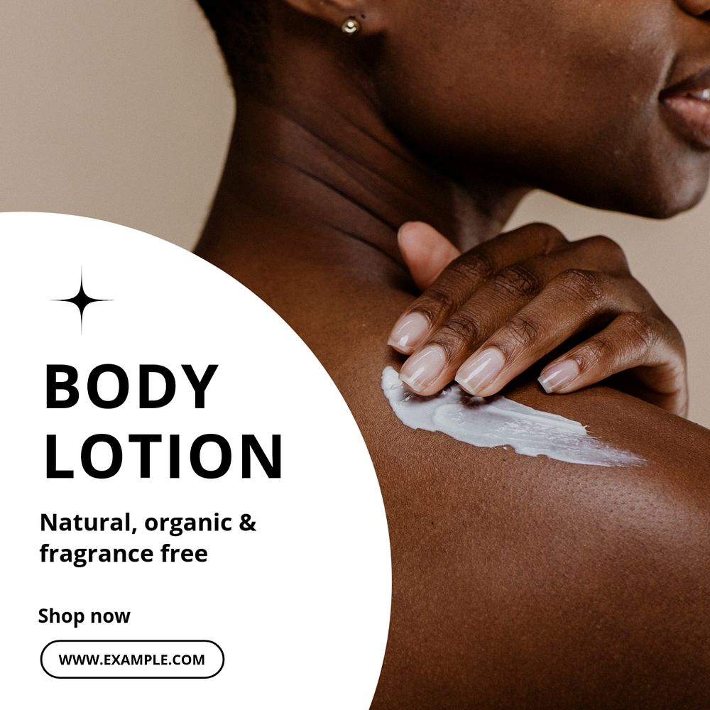 Body lotion Instagram post template, editable text