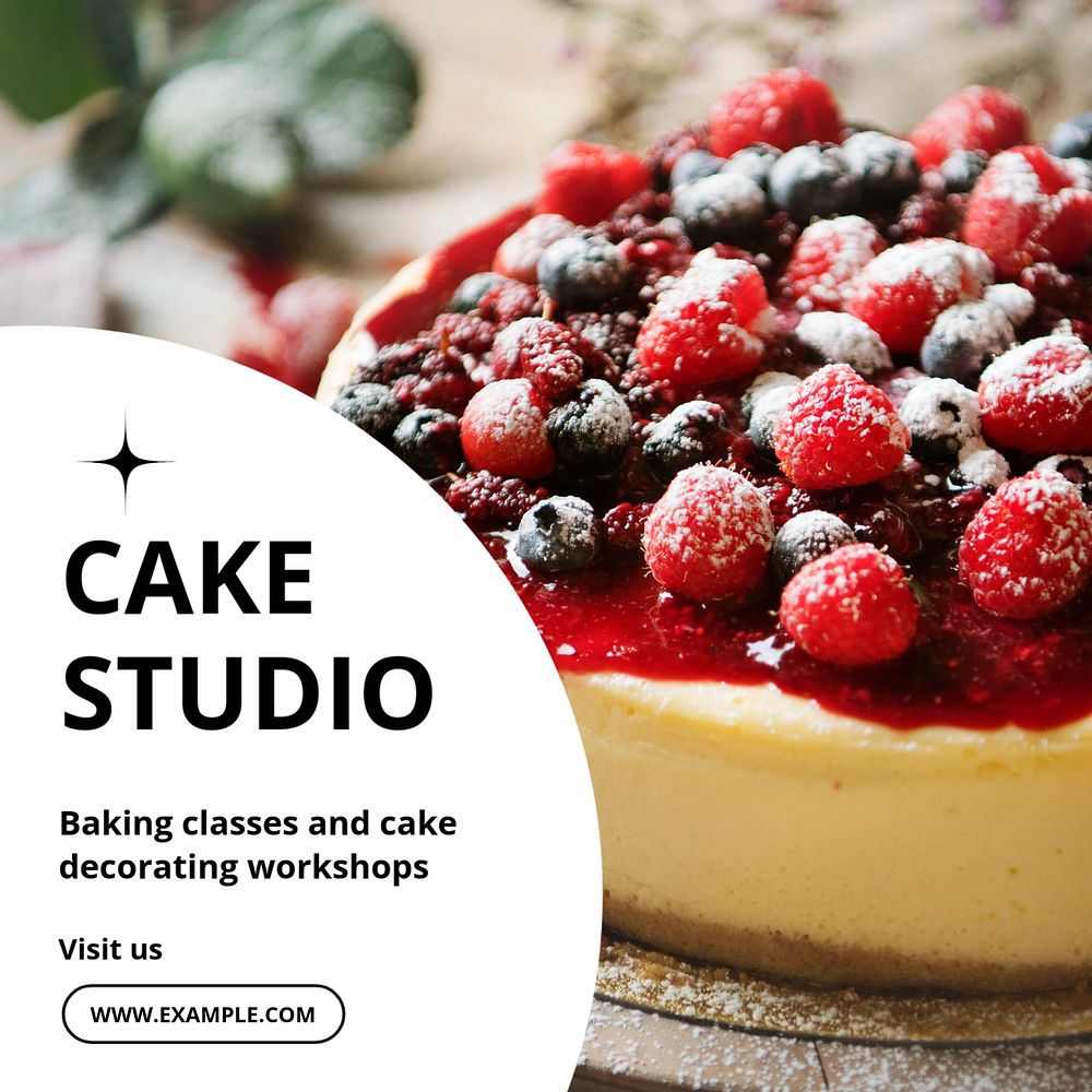 Cake studio Instagram post template, editable text