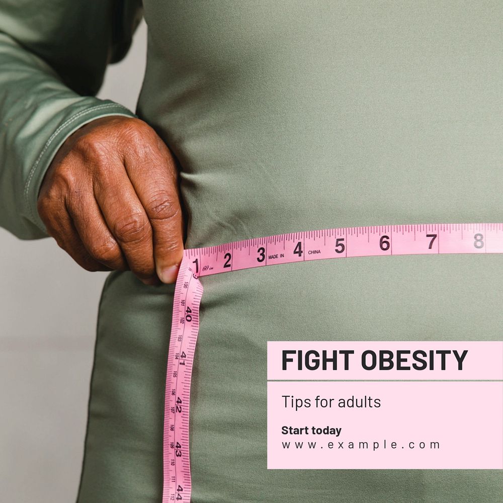 Fight obesity Instagram post template, editable text