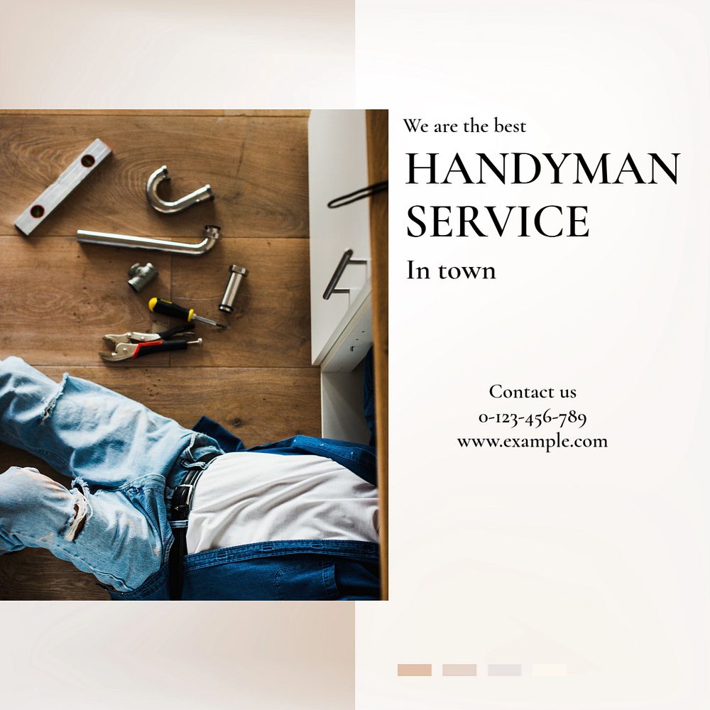 Handyman service Instagram post template, editable text