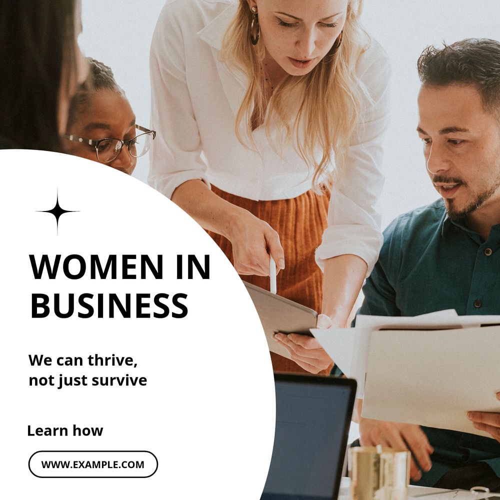 Women in business Instagram post template, editable text