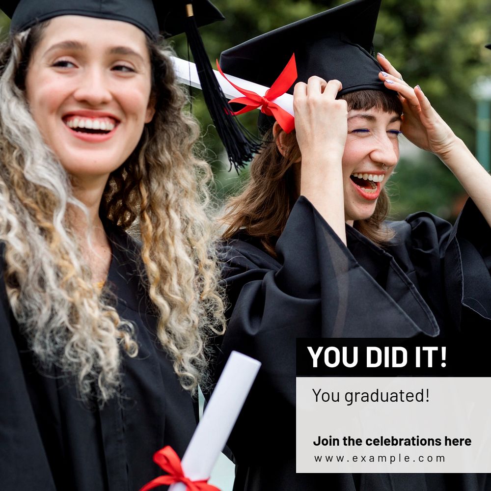 Graduation Instagram post template, editable text