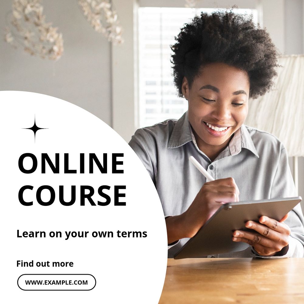 Online course Instagram post template, editable text