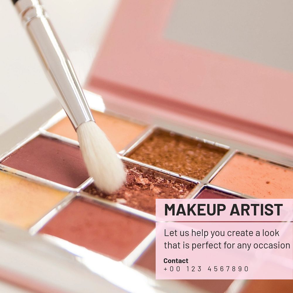 Makeup artist Instagram post template, editable text