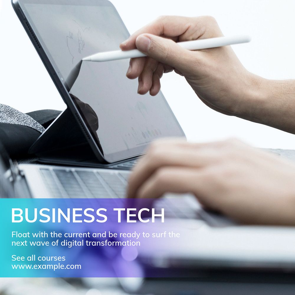 Business technology Instagram post template, editable text